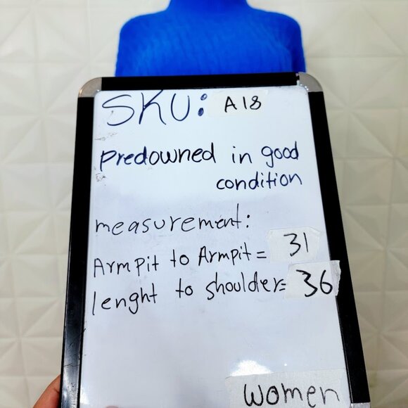 Lululemon Women's Pipe Dream Blue Cable-Knit Relaxed-Fit Turtle Neck Sweater M - Picture 9 of 9